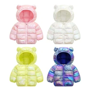 Winter Boys Girls Down Winter Jacket Dazzle Colorful Hooded Outerwear Outfits - Picture 1 of 13