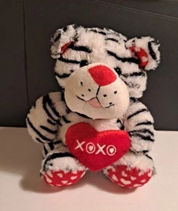 White Tiger Heart Love 10 Inch Plush Stuffed Animal Valentine Toy Gift - Picture 1 of 8