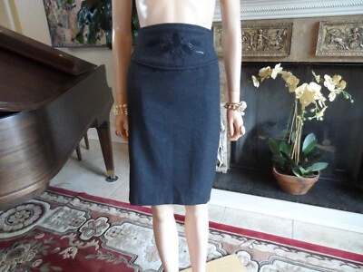 Falda lápiz Gucci gris lana cintura alta con apliques florales de cuero talla 44 Foto 1 de 4