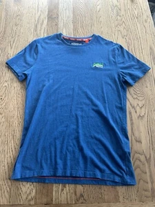 Superdry The Orange Label Tee Men's T-Shirt Size Medium Blue Embroidered Logo - Picture 1 of 2