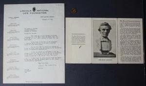 1944 Abraham Lincoln Escultor Louis Mayer Fort Wayne Indiana juego de cartas firmadas-- - Imagen 1 de 1