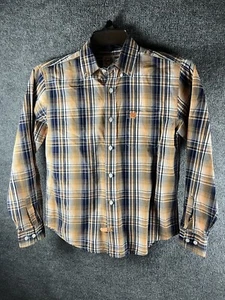 Cinch Shirt Orange Plaid Long Sleeve Button Down Shirt Western Cowboy Boys 12 L - Picture 1 of 9