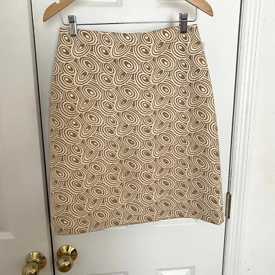 Barneys New York Gold Cream Brocade Pencil Skirt Size 10 - Image 1 of 4