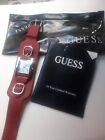 Vintage Womens Guess Watch G55337l Red Leather Bund Band Quartz Analog With Case