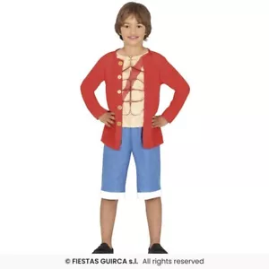 COSTUME SIMILE ONE PIECE BAMBINO CARNEVALE VESTITO SIMILE A RUFY GUIRCA BIMBO - Bild 1 von 3