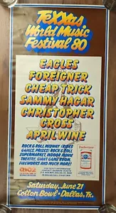 Poster vintage 1980 Texxas World Music Festival - Aquile, straniero, trucco economico - Foto 1 di 8