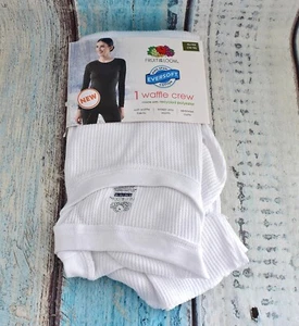 Women's Fruit Of The Loom Eversoft Waffle Thermal Crew Top Choose Size White NEW - Picture 1 of 9