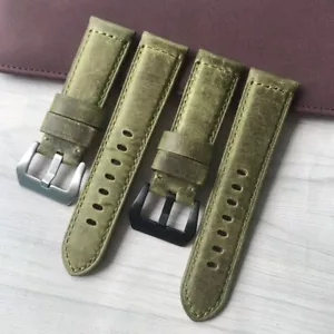 Correa de cuero ceroso verde de 24 mm/22 mm para reloj PAM RADIOMIR LUMINOR - Imagen 1 de 13
