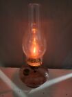 Vintage Pink Oil Lamp Converted to Electric Lamp with Hurricane Globe E3