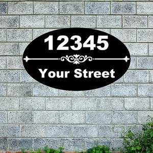 Personalized Home Address Sign Aluminum 12"x7" OVAL House Number Street - Picture 1 of 1