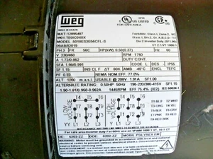 WEG Electric Motors 5018ESE56CFL-S - 3 Phase hp 0.50 rpm 1750 (missing cover) - Picture 1 of 4