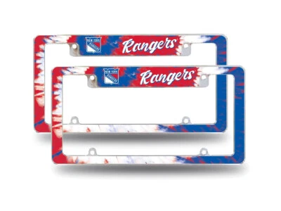 New York Rangers Chrome Metal (Set of 2) License Plate Frames w/ Tie Dye Design - Image 1 of 4