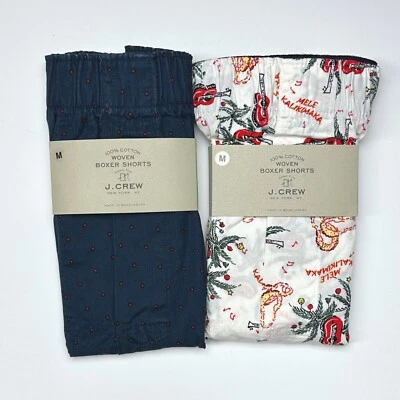 J Crew Boxers Medium 2 Pair Hawaiian Christmas Mele Kalikimaka / Navy Red Dots - Image 1 of 2