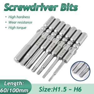 6mm Round Shank Hex Screwdriver Bit Magnetic Allen Key Drive Power Drill H1.5-H6 - Picture 1 of 27