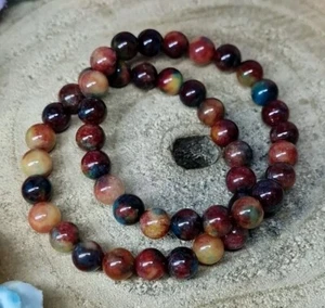 Stunning Handmade Taiwanese Seven Colour Jade Crystal 8mm Bead Bracelet - Picture 1 of 6