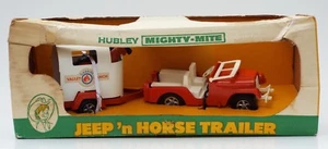 Vintage Hubley Mighty Mite Jeep N Horse Trailer w/2 Horses 70s NIB - Picture 1 of 12