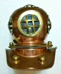 Vintage Copper Scuba Diving Helmet Brass Nautical Decor 6.75" Tall - Patina Look - Picture 1 of 4