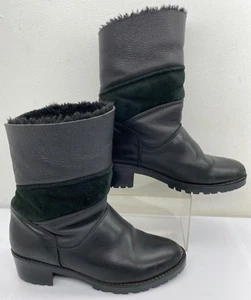 Women’s La Canadienne Slip-On Boots Black Mid-Calf Genuine Leather Size 7.5 - Picture 1 of 16