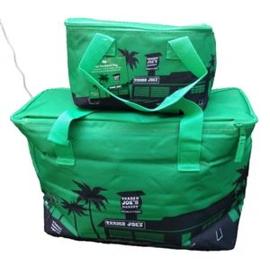 Combo of Trader Joe's Green Large & Mini Reusable Insulated Bags 8 and 1.5 Gal - Picture 1 of 6