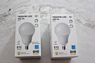 Лот из 2 IKEA умный дом TRADFRI LED лампа E12 450 лм беспроводной регулируемой яркости новый как новый в коробке - Изображение 1 из 4