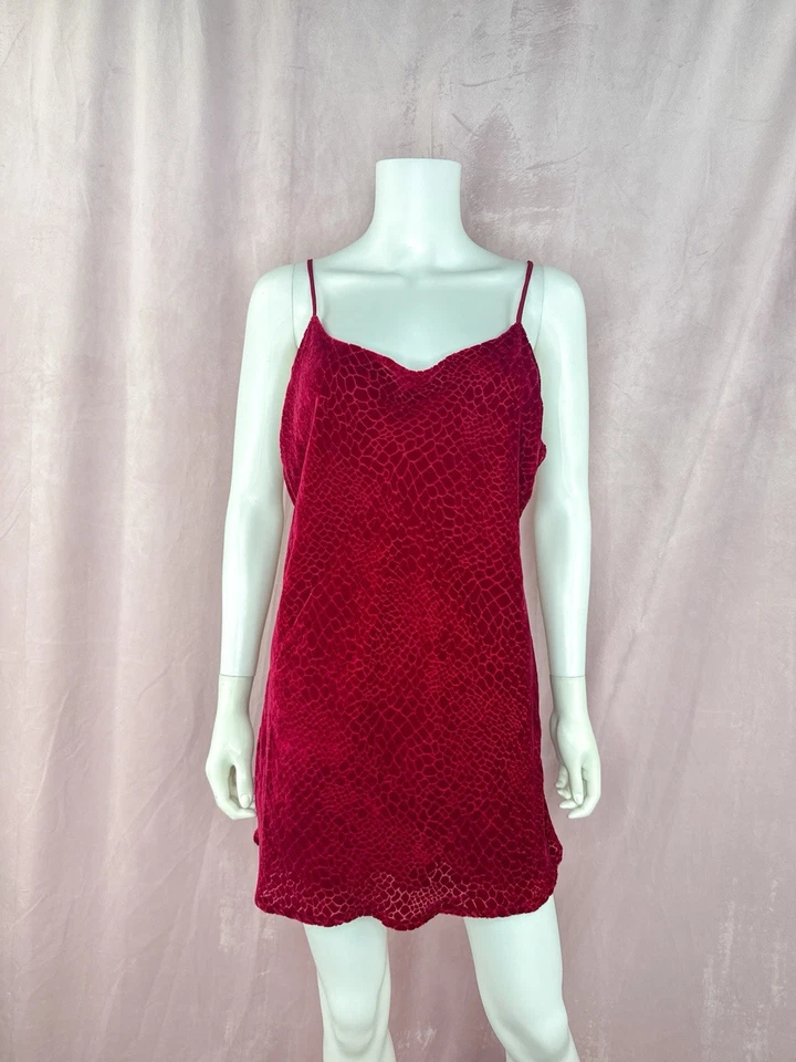 Vestido sin mangas vintage Y2K Victorias Secret para mujer rojo seda cocodrilo talla grande Foto 1 de 4