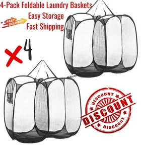 4 Stück Faltbar Faltbar Korb Netz Kleiderkorb Tasche Groß 12" x 28" - Bild 1 von 4