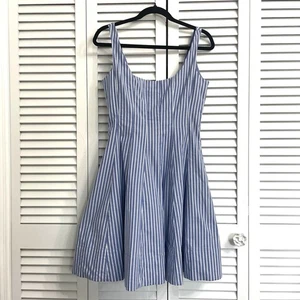 Neu mit Etikett Cynthia Rowley Damen blau weiß gestreift Fit & Flare Sommerkleid ärmellos Gr. 4 - Bild 1 von 13