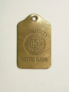Vintage University of Notre Dame Solid Brass Fob Key Chain ID - Picture 1 of 9