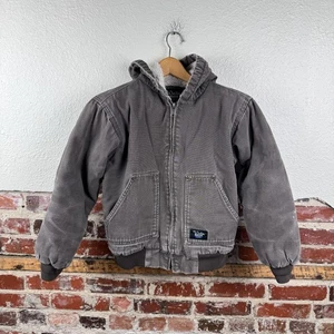 Walls Blizzard Pruf Jacket Youth Large Gray Hooded Sherpa Lined Workwear Coat - Picture 1 of 9