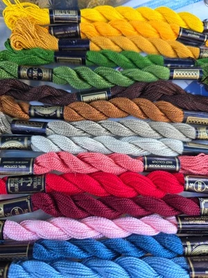  Perle Cotton Lot Of 15 Colors DMC And Perlgarn Perla - Image 1 of 4