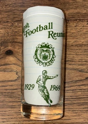 VNTG 1969 Ohio University 40th Reunion Commemorative Glass 1929 Football Bobcats - Image 1 of 4