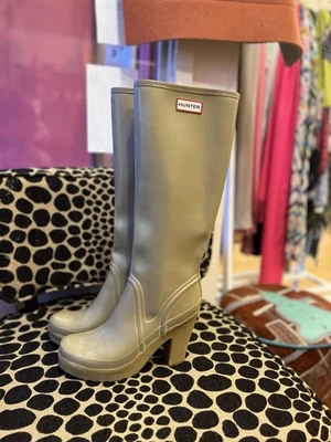 Hunter Botas de Lluvia Lonny Tacón Alto Tostado Talla 9 Impermeables Foto 1 de 4