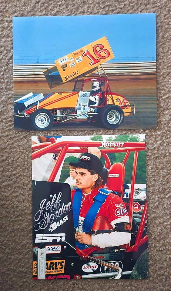 JUEGO DE 2 FOTOS BRILLANTES DE 8X10 JEFF GORDON SPRINT CAR/ENANO #7C Foto 1 de 1