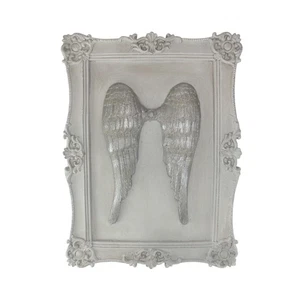 Placa de pared romana de 15,5" religiosa tridimensional alas de ángel decorativa enmarcada - Imagen 1 de 2