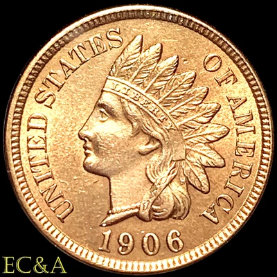 1906 INDIAN HEAD CENT STUNNING LUSTER, SUPERB GEM RED (IH70) - Image 1 of 2