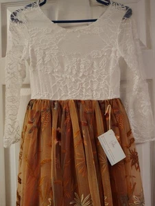 Flower Girl Dress Size 14 Burnt Orange - Picture 1 of 6