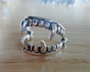 Sterling Silver 3D 15x17mm Halloween Movable Vampire Teeth Charm! - Picture 1 of 6