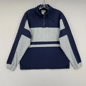 Vintage Territory Ahead Zip Neck Colorblock Pullover Mens Large Navy Gray Waffle - Picture 1 of 12