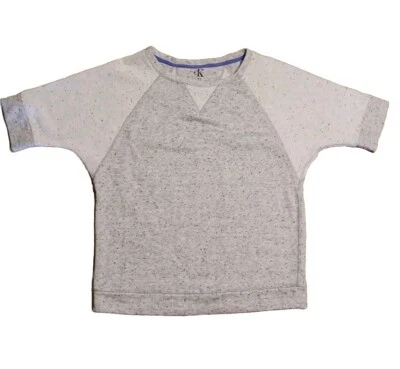 Calvin Klein Womens L Raglan Sweatshirt French Terry Gray Workout 80s Style Top - Image 1 of 4