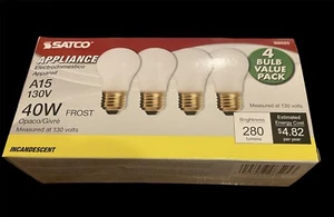 SATCO S8525 APPLIANCE LIGHT BULB A15 130V 40W FROST (4 PER PKG) - Picture 1 of 1