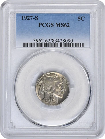 1927-S Buffalo Nickel MS62 PCGS Cover
