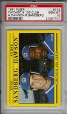 1991 FLEER #713 ANDRE DAWSON / RYNE SANDBERG PSA 10 ONLY 1/1 ONE ON EBAY POP 26