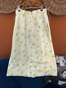 🌼 Vintage Perfect 1960’s Boho MOD MIDI YELLOW WHITE POCKETS SKIRT L - Picture 1 of 7