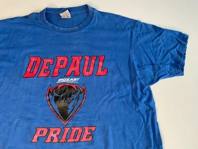 Vintage DePaul Blue Demons T Shirt Men XL FOTL Tag Dibs Logo - Image 1 of 4