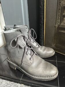 Clarks Boots Women 5D Originals Maru Elsa Combat Slate Gray Leather Ladies
