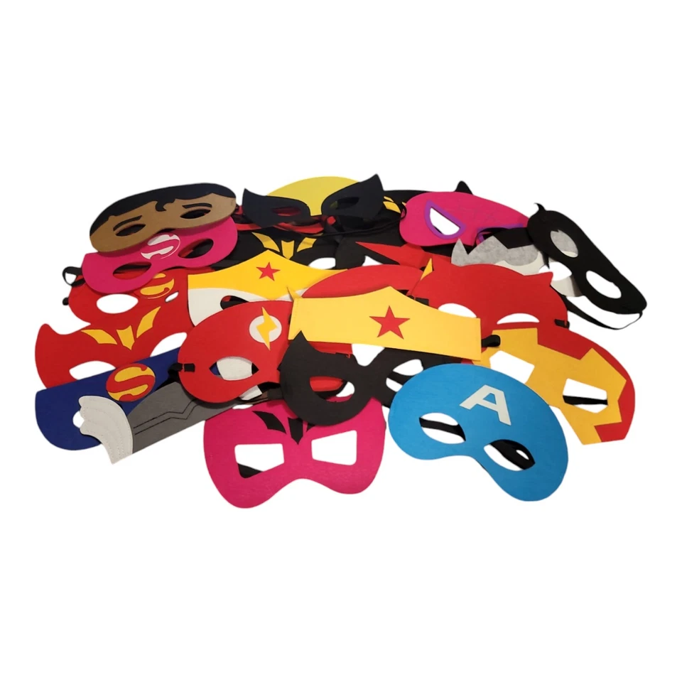 Felt Superhero Masks 24 Halloween Party Favors DC/Marvel Characters  - Image 1 of 1
