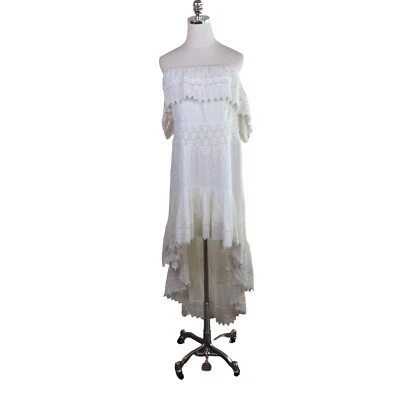 Vestido Venus Crochet Encaje Pradera Talla 24 Blanco 100% Algodón Hombro Descubierto Alto Bajo Foto 1 de 4