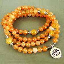 8MM 108 Topaz Buddha beads Lotus Pendant Bracelet spirituality Handmade Wrist