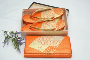 DEAR VANILLA JAPANESE KIMONO HANDBAG PURSE ZORI SET 23.5cm AUTHENTIC JAPAN MADE - Picture 1 of 11