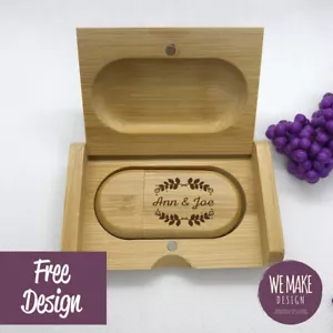 Personalised Wooden Usb with Gift Box, 32GB * Wedding Memories * - Picture 1 of 3